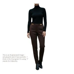 Vertigo Paris Dark Brown Trousers Made in France Gold Metallic Details